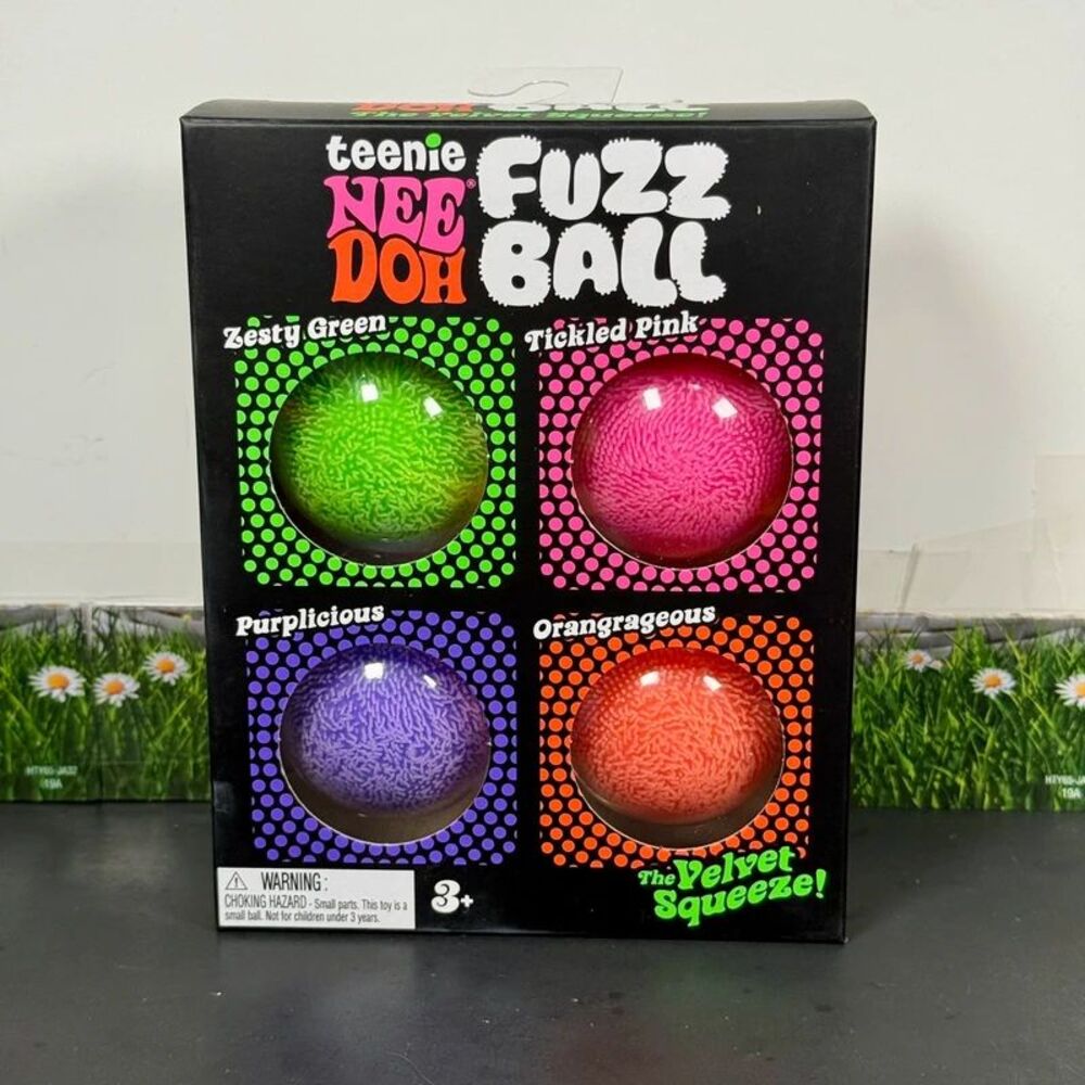 NeeDoh Teenie Fuzz Ball 4 PACK Nee Doh Mini Fuzzball Squishy Schylling
